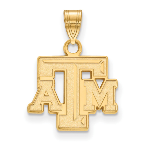 10kt Yellow Gold 1/2in Texas A&M University Beveled Pendant