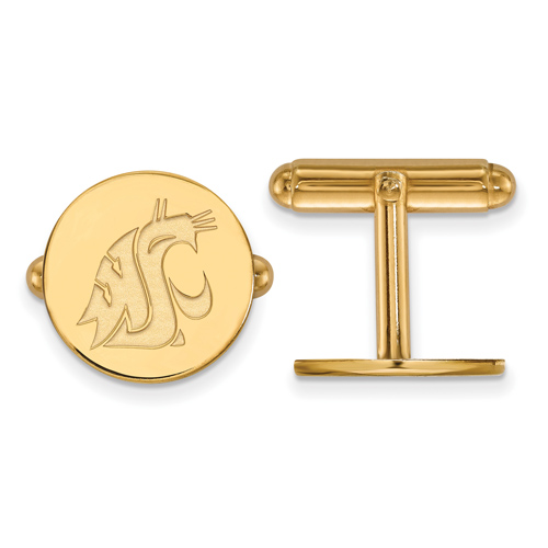 14kt Yellow Gold Washington State University Round Logo Cuff Links