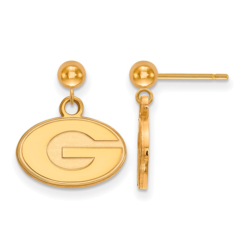 14kt Yellow Gold University of Georgia Dangle Ball Earrings