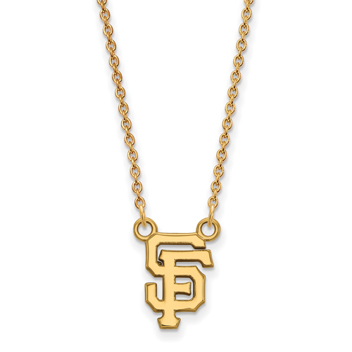 14kt Yellow Gold 3/8in San Francisco Giants SF Pendant on 18in Chain