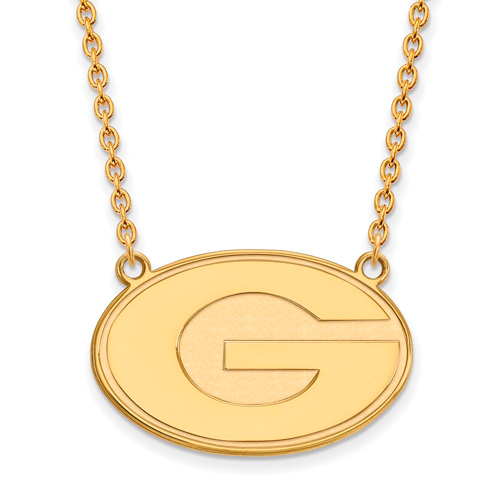 10kt Yellow Gold 3/4in University of Georgia G Pendant with 18in Chain