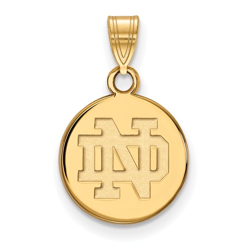 14k Yellow Gold 1/2in University of Notre Dame Disc Pendant 4Y035UND