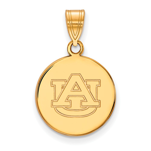 10kt Yellow Gold 5/8in Auburn University Disc Pendant