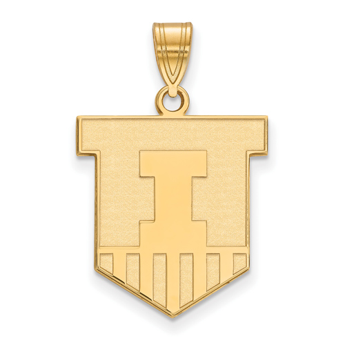 14kt Yellow Gold 3/4in University of Illinois Victory Badge Pendant