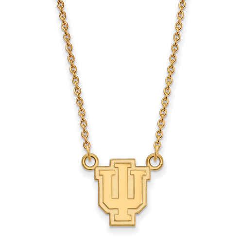 14k Yellow Gold 1/2in Indiana University Outline Pendant on 18in Chain