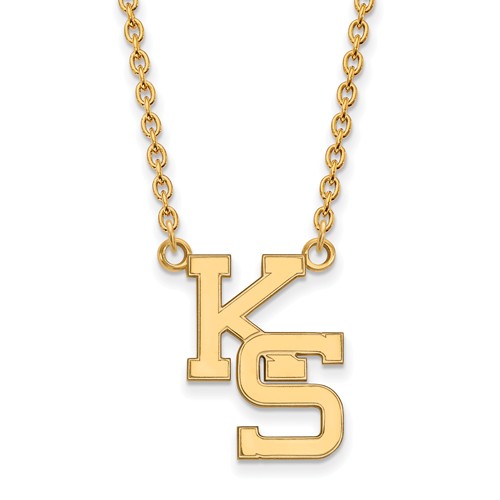 14k Yellow Gold Kansas State University KS Necklace 3/4in