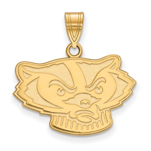 14kt Yellow Gold 5/8in University of Wisconsin Badger Face Pendant