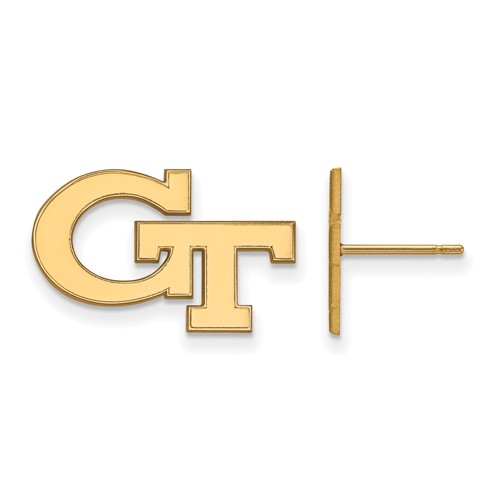 10k Yellow Gold Georgia Tech Logo Post Earrings