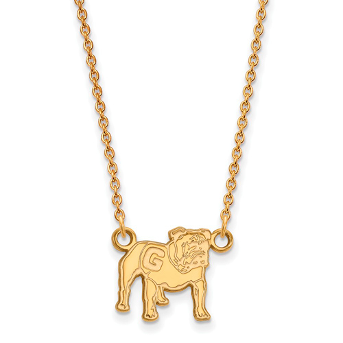 University of Georgia 1/2in Standing Bulldog Necklace 10k Yellow Gold