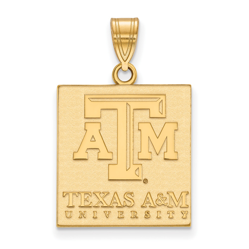 14kt Yellow Gold 3/4in Texas A&M University Tablet Pendant