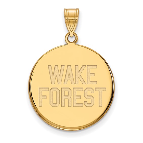 Wake Forest University Round Pendant 3/4in 14k Yellow Gold