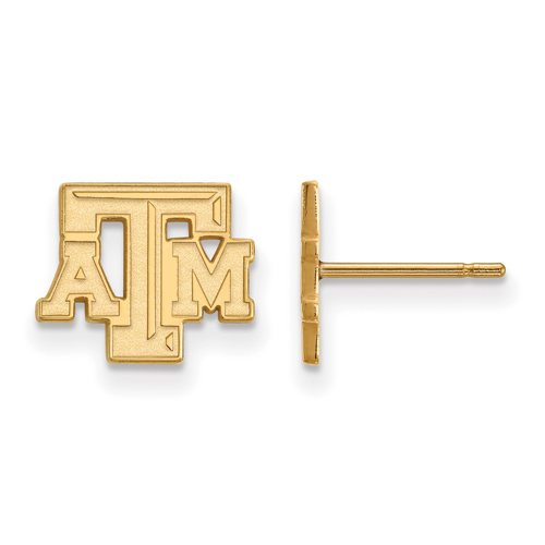 Texas A&M University Beveled Earrings Extra Small 14k Yellow Gold