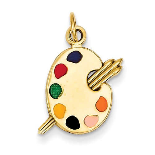 14k Yellow Gold Painters Palette Pendant