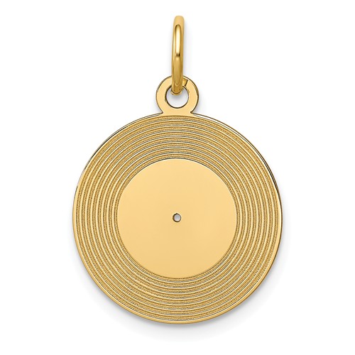 14k Yellow Gold Vinyl Album Charm 5/8in