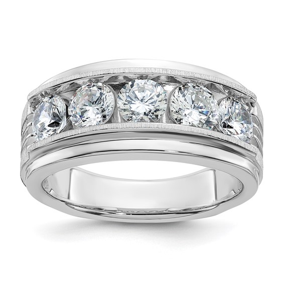 14k White Gold Men's Five Stone 2 ct tw Lab Grown Diamond Ring