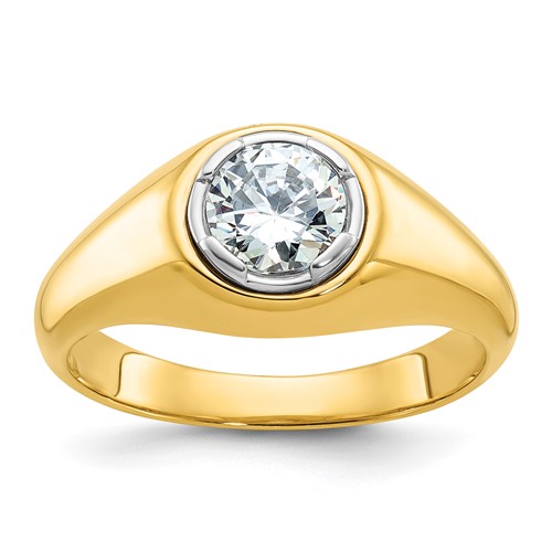 14k Yellow Gold Men's 1 ct tw Lab Grown Diamond Classic Bezel Ring