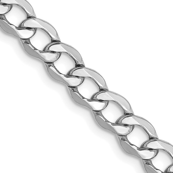 14kt White Gold 24in Hollow Curb Link Chain 5.2mm