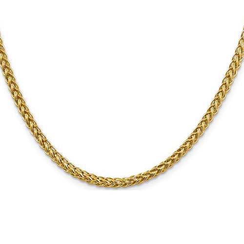 14k Yellow Gold 24in Hollow Wheat Chain 4.6mm Thick