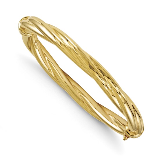 14kt Yellow Gold 8mm Twisted Hinged Bangle Bracelet BR3 | Joy Jewelers