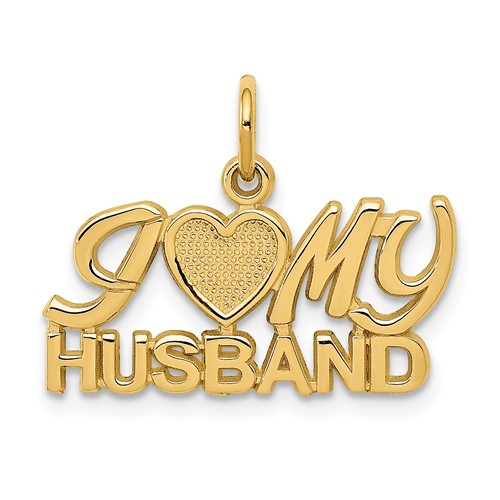 14k Yellow Gold I Love My Husband Charm