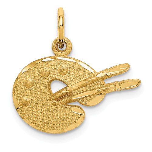 14k Yellow Gold Artist Palette Charm with Diamond-cut Finish