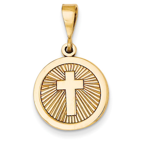 14k Yellow Gold Eternal Life Cross Pendant 5/8in