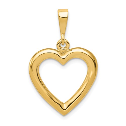 14k Yellow Gold Polished Open Heart Pendant 3/4in