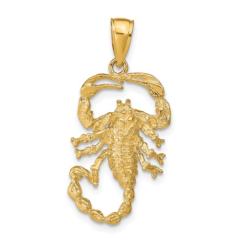 14k Yellow Gold Scorpion Pendant with Textured Finish 7/8in