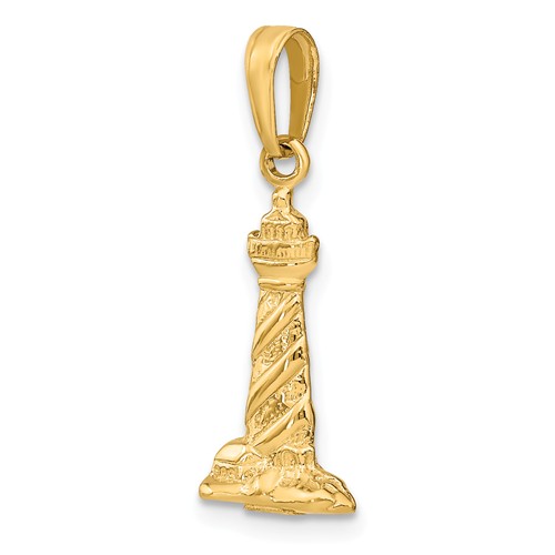 14k Yellow Gold 3-D Cape Hatteras Lighthouse Pendant