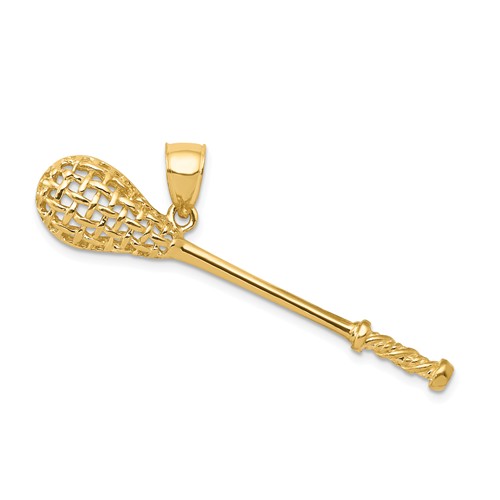 14k Yellow Gold 3-D Lacrosse Stick Pendant