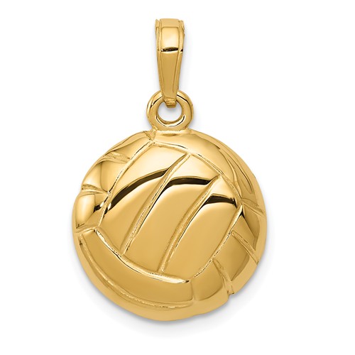 14k Yellow Gold Volleyball Pendant 5/8in