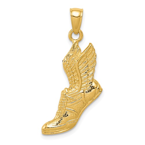 14k Yellow Gold Running Shoe Pendant 7/8in