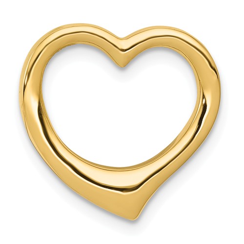 14k Yellow Gold 3-D Open Heart Pendant Slide Pendant 1/2in