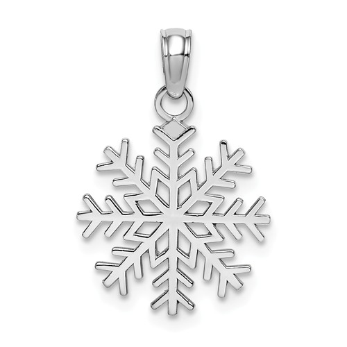 14k White Gold 3-D Snowflake Pendant 1/2in