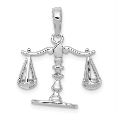 14k White Gold Moveable 3-D Scales of Justice Pendant