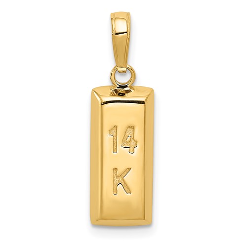 14k Yellow Gold Small 2 Gram Bar Pendant