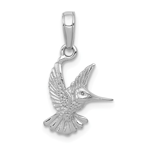 14k White Gold Hummingbird Charm 1/2in