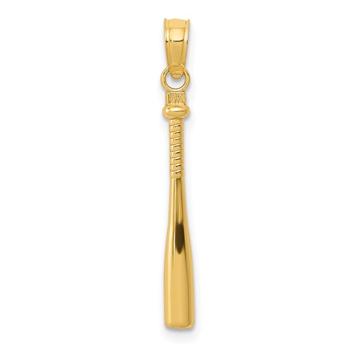 14k Yellow Gold 3-D Baseball Bat Pendant 7/8in