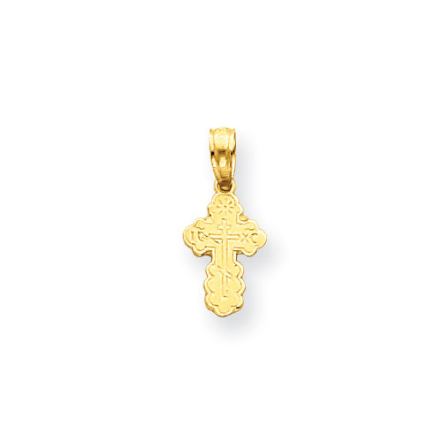 14kt Gold 7/16in Small Eastern Orthodox Cross Charm