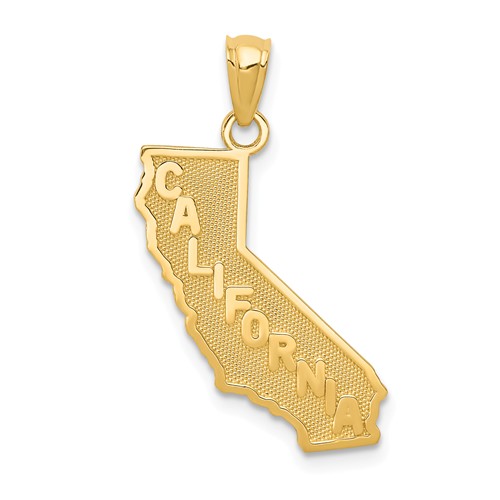 14k Yellow Gold State of California Pendant 3/4in