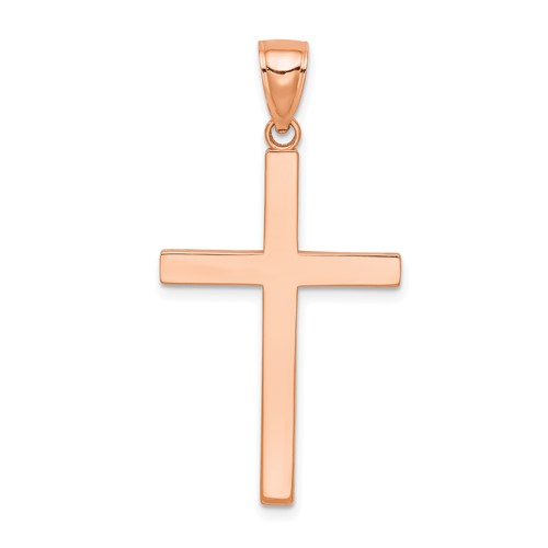 14k Rose Gold Smooth Latin Cross Pendant 1 1/4in