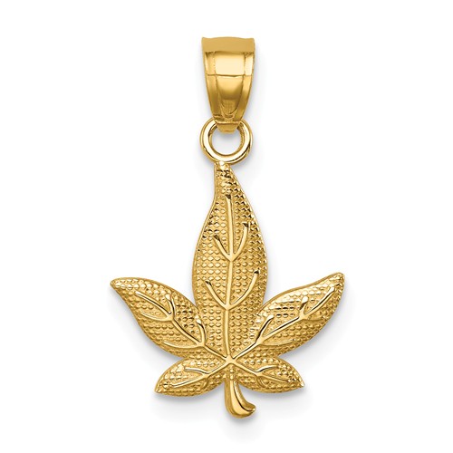 14k Yellow Gold Leaf Pendant 1/2in