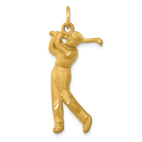 14k Yellow Gold Male Golfer Pendant 1in