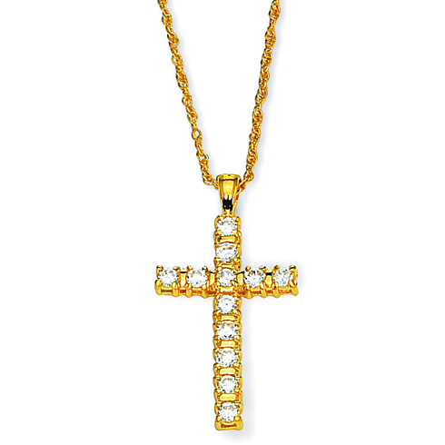 Jacqueline Kennedy Crystal Cross 18in Necklace CT241 | Joy Jewelers