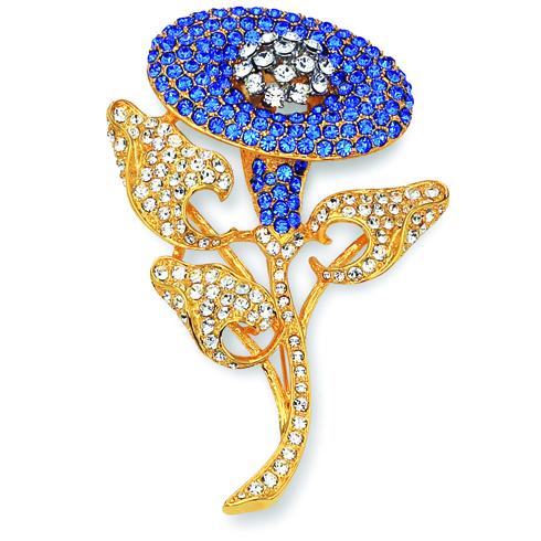 Jacqueline Kennedy Simulated Sapphire & Crystal Brooch