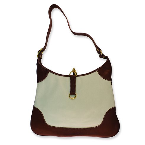 Jacqueline Kennedy Canvas & Leather Hobo Handbag