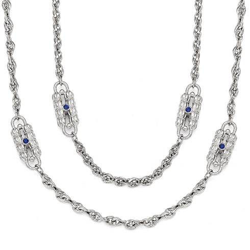 Jacqueline Kennedy Rhodium-Plated Dual Chain and Station Necklace