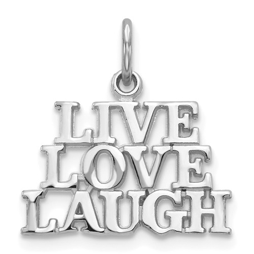 14k White Gold Live Love Laugh Charm