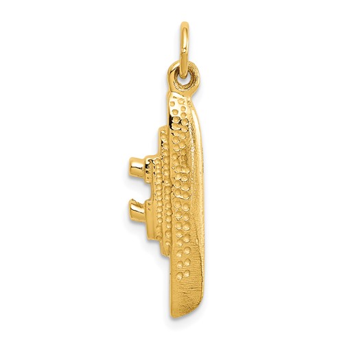 14k Yellow Gold 3-D Cruise Ship Charm 7/8in