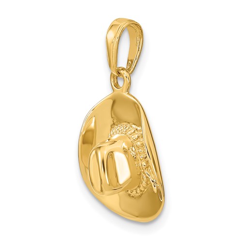 14k Yellow Gold 3-D Cowboy Hat Pendant